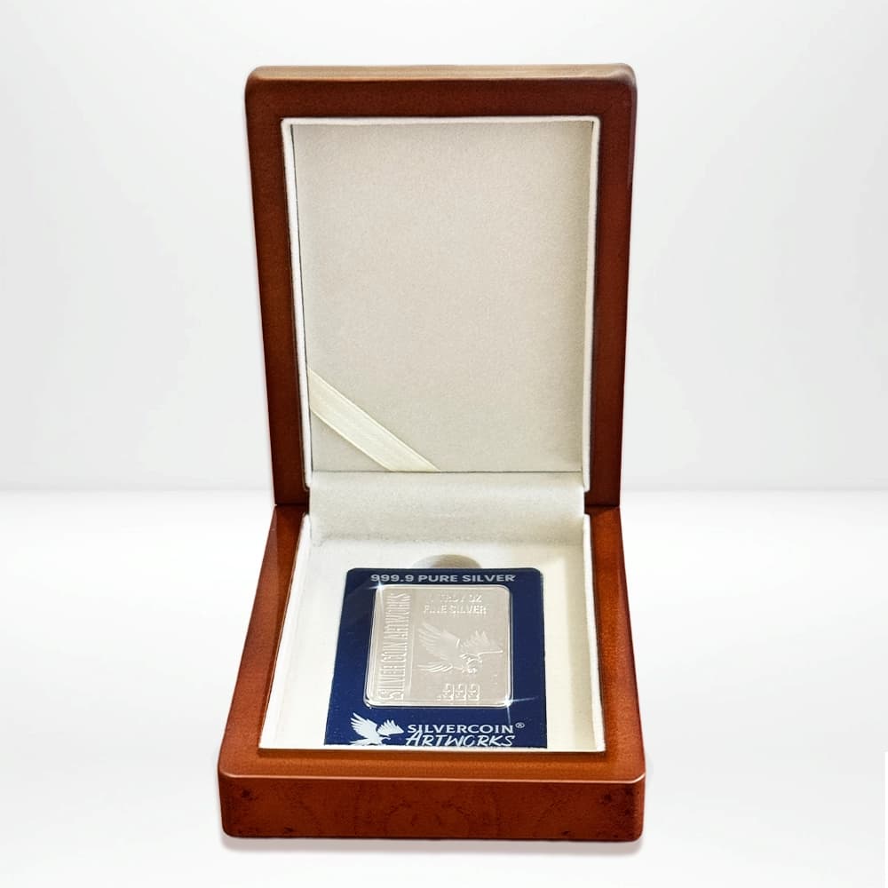 1oz Kolorierter Feinsilberbarren - Wahnsinniger Hofnarr - premiumHolzbox